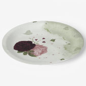 ピンクとカベルネの花の緑 ペーパープレート (アングル)