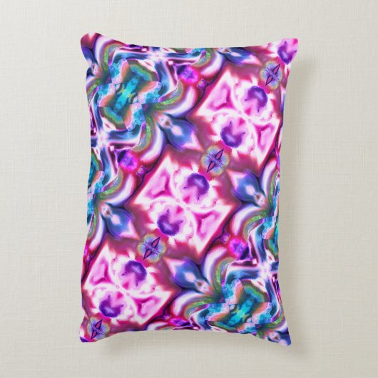 ピンクとカラフルのラッピングと粗いガラススタイル アクセントクッション (裏面(縦))