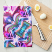 ピンクとカラフルのラッピングと粗いガラススタイル キッチンタオル (四つ折り)