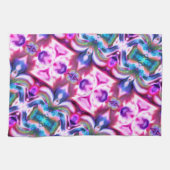 ピンクとカラフルのラッピングと粗いガラススタイル キッチンタオル (横)