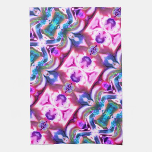 ピンクとカラフルのラッピングと粗いガラススタイル キッチンタオル (縦)