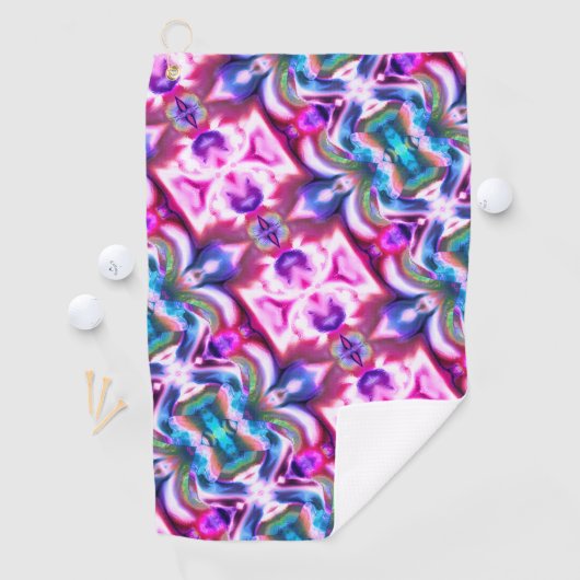 ピンクとカラフルのラッピングと粗いガラススタイル ゴルフタオル (インサイチュ)