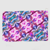 ピンクとカラフルのラッピングと粗いガラススタイル ゴルフタオル (横)