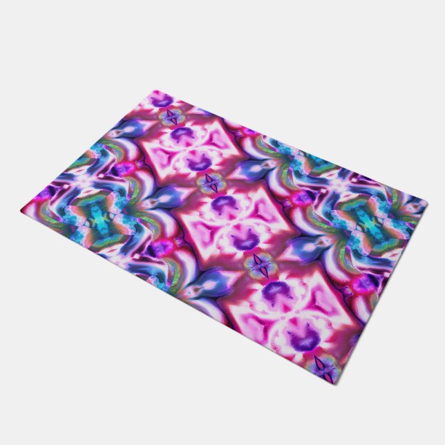 ピンクとカラフルのラッピングと粗いガラススタイル ドアマット (アングル)