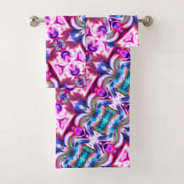 ピンクとカラフルのラッピングと粗いガラススタイル バスタオルセット