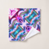 ピンクとカラフルのラッピングと粗いガラススタイル バスタオルセット (ウォッシュタオル)