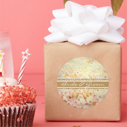 ピンクとカラメルタンペチュニア結婚ズシール ラウンドシール (パーティー)