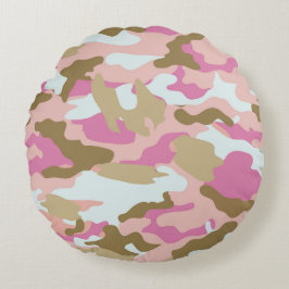 ピンクとカーキ ラウンドクッション
