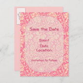 ピンクとクリームのカーネーション ヴィンテージ プリント 案内ポストカード (正面/裏面)