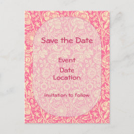 ピンクとクリームのカーネーション ヴィンテージ プリント 案内ポストカード