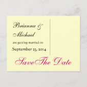 ピンクとクリームのダマスク救の日付 案内ポストカード (裏面)