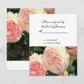 ピンクとクリームのバラの返信カード 出欠カード (正面/裏面)