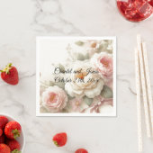 ピンクとクリームのバラ牡丹結婚の紙ナプキンス スタンダードカクテルナプキン (インサイチュ)