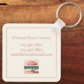 ピンクとクリームのビーチ椅子と傘 キーホルダー (裏面)