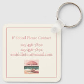 ピンクとクリームのビーチ椅子と傘 キーホルダー (裏面)