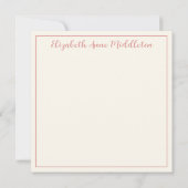 ピンクとクリームのビーチ椅子と傘 ノートカード (裏面)