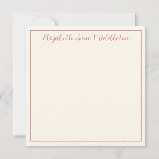 ピンクとクリームのビーチ椅子と傘 ノートカード (裏面)