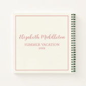 ピンクとクリームのビーチ椅子と傘 ノートブック (裏面)