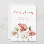 ピンクとクリームのフローラベビーシャワーパーティの招待状 招待状 (正面)