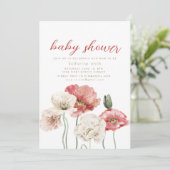 ピンクとクリームのフローラベビーシャワーパーティの招待状 招待状 (スタンド正面)