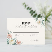 ピンクとクリームのフローラRSVPカード (スタンド正面)