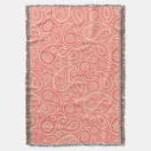 ピンクとクリームのヴィンテージペイズリーパターン スローブランケット (正面縦)