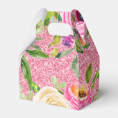 ピンクとクリームの水彩ローズ - ピンクのグリッター付き フェイバーボックス (裏面サイド)