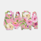 ピンクとクリームの水彩ローズ - ピンクのグリッター付き フェイバーボックス (折り畳みなし)