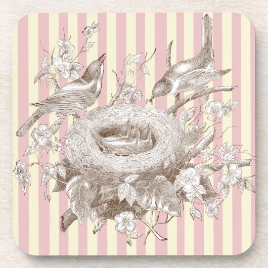 ピンクとクリームの背景のラ・プティ・ファミリー コースター (正面)