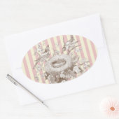 ピンクとクリームの背景のラ・プティ・ファミリー 楕円形シール (封筒)