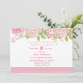 ピンクとクリームの花のベビーシャワー招待状 招待状 (スタンド正面)