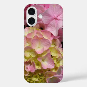 ピンクとクリームアジサイ iPhone 16ケース