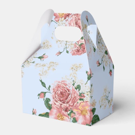 ピンクとクリームオンブルーヴィンテージフローラ フェイバーボックス (裏面サイド)