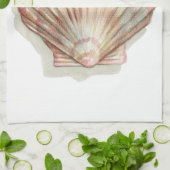 ピンクとクリームシーシェル キッチンタオル (折り畳み)