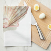 ピンクとクリームシーシェル キッチンタオル (四つ折り)