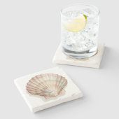 ピンクとクリームシーシェル ストーンコースター (横)