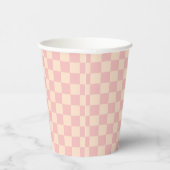 ピンクとクリームチェッカーボード 紙コップ (右)