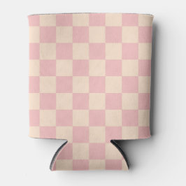 ピンクとクリームチェッカーボード 缶クーラー