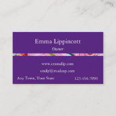 ピンクとクリームパープルバラの水彩グリッター 名刺 (裏面)