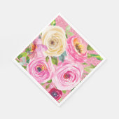 ピンクとクリームピンクの水彩バラグリッター スタンダードランチョンナプキン (角)