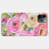 ピンクとクリームピンクの水彩バラグリッター Case-Mate iPhoneケース (裏面(横))