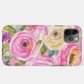 ピンクとクリームピンクの水彩バラグリッター Case-Mate iPhoneケース (裏面(横))