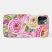 ピンクとクリームピンクの水彩バラグリッター Case-Mate iPhoneケース (裏面(横))