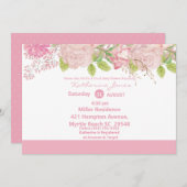 ピンクとクリームフローラベビーシャワー招待状 招待状 (正面/裏面)