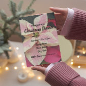 ピンクとクリーム大理石ポインセチアのクリスマスディナー 招待状