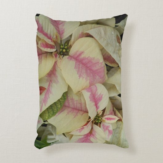 ピンクとクリーム大理石ポインセティアスフローラ アクセントクッション (正面(垂直))