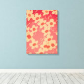 ピンクとクリーム色の花 キャンバスプリント (インサイチュ (ウッドフロア))