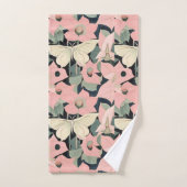 ピンクとクリーム – Luna Moth and Moonflowers バスタオルセット (ハンドタオル)