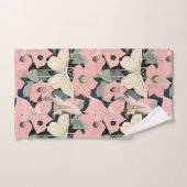 ピンクとクリーム – Luna Moth and Moonflowers バスタオルセット (ハンドタオル)