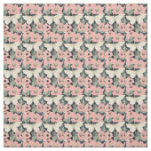 ピンクとクリーム – Luna Moth and Moonflowers ファブリック (見本)